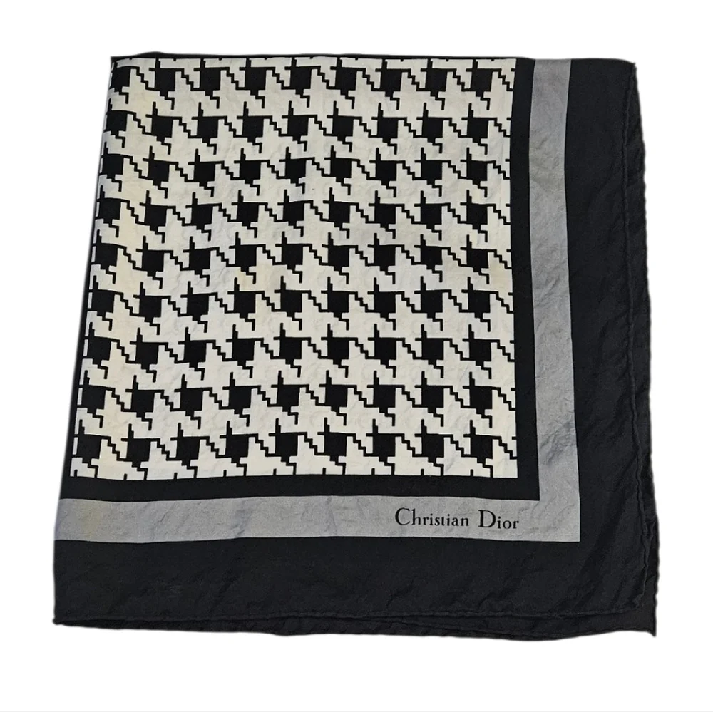 Dior Monogram & Houdstooth Silk Scarf